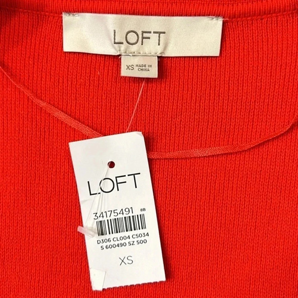 Lift Long Sleeve Cotton Open Front Cardigan Sweater Red  XS - Picture 6 of 7